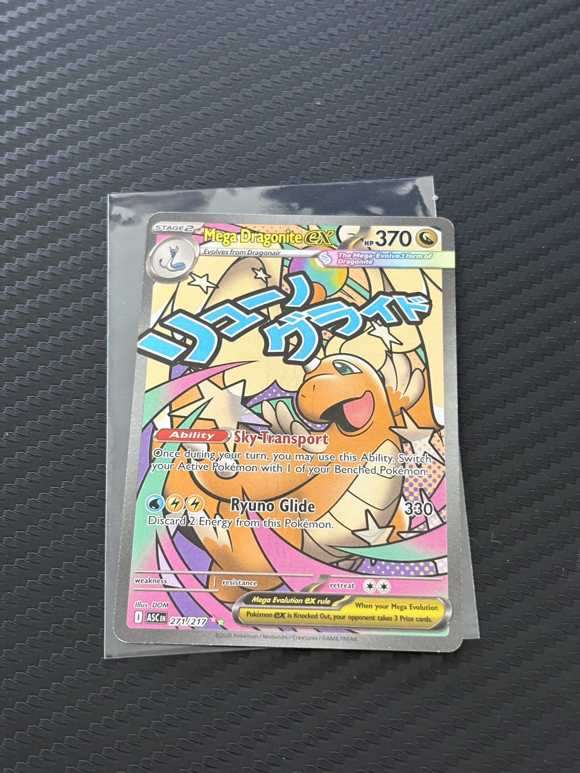 Mega Dragonite ex card after restoration